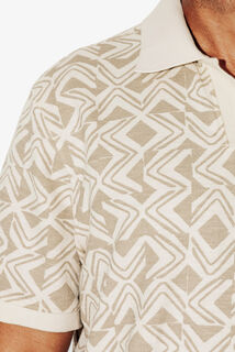 Polo manches courtes imprim&eacute; col resort