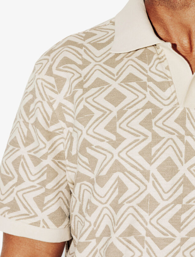 Polo manches courtes imprim&eacute; col resort
