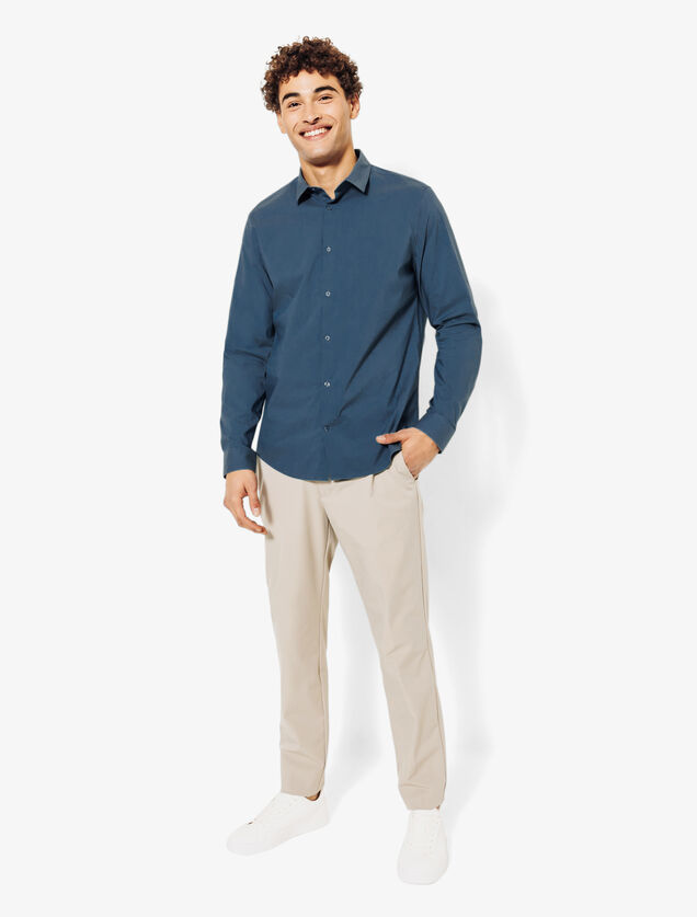 Slim effen hemd in gerecyclede polyamide