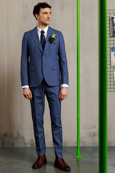 Costume 2 pi&egrave;ces slim 100% laine italienne - Bleu