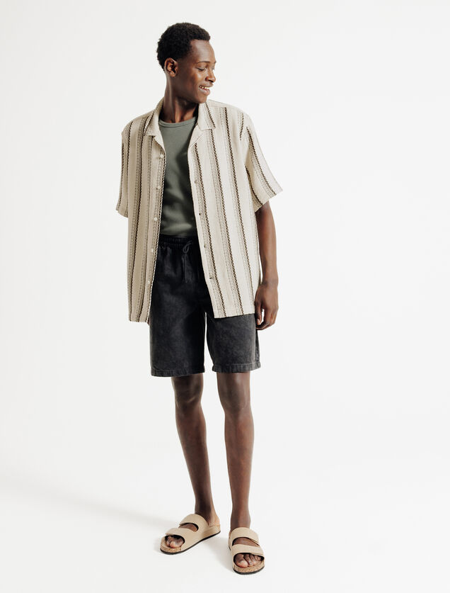 Chemisette en coton jacquard ray&eacute;e