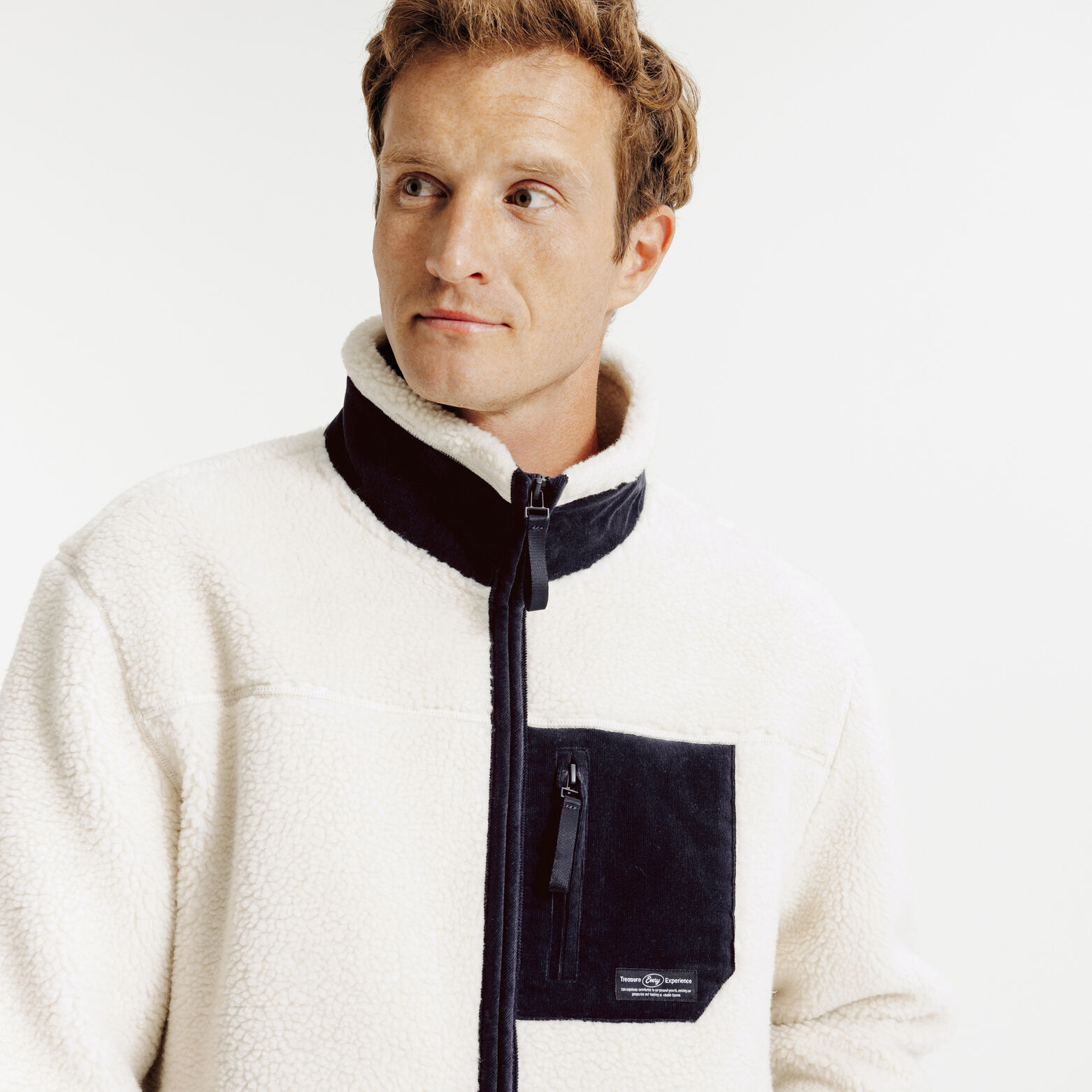 Veste zippée en sherpa contrastée