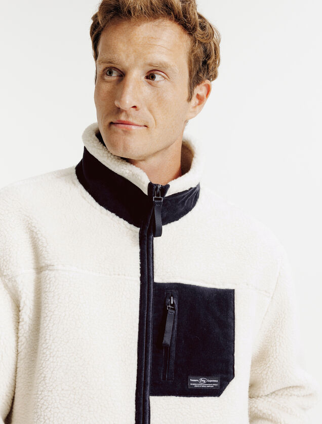 Veste zipp&eacute;e en sherpa contrast&eacute;e