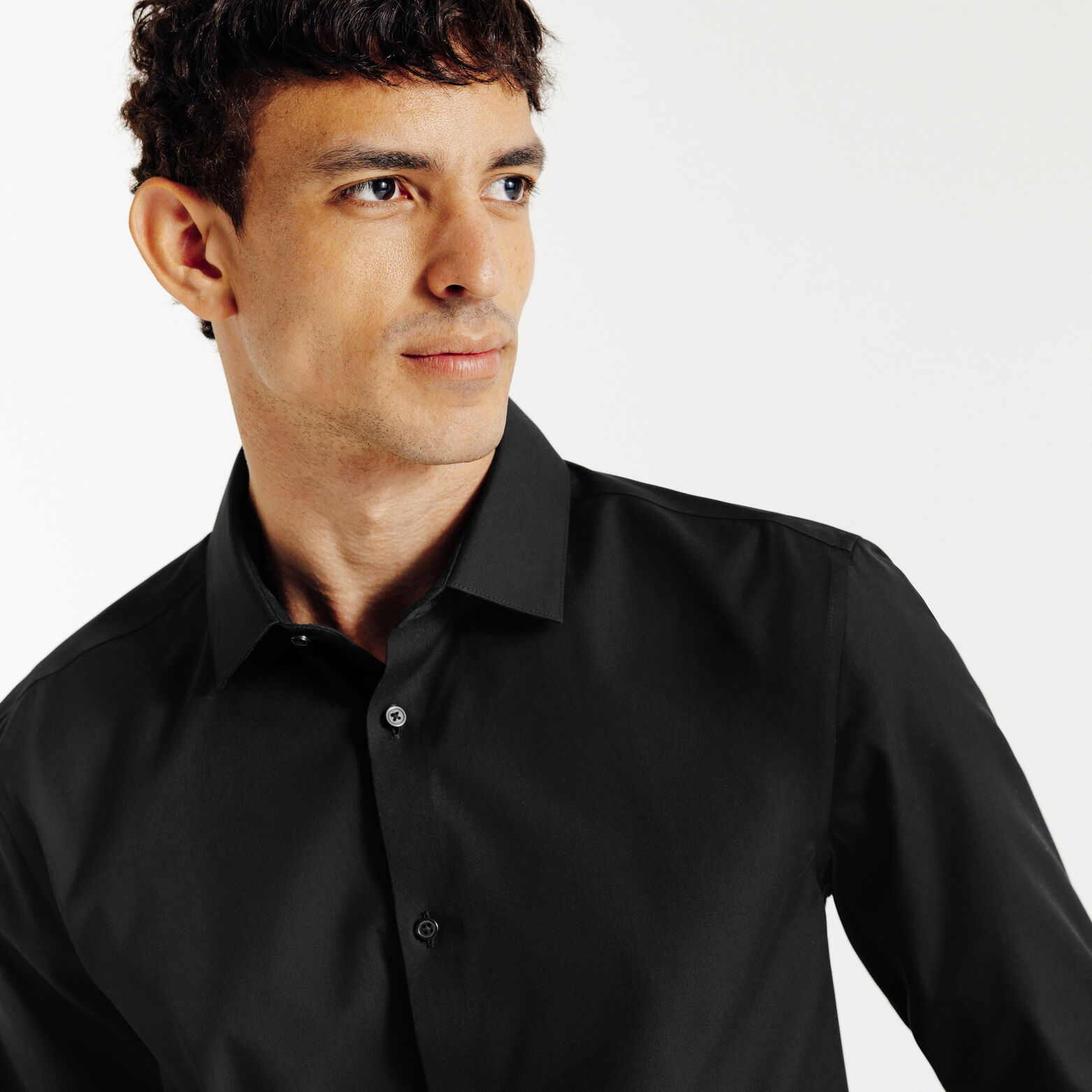 Slim fit effen strijkvrij hemd in katoen