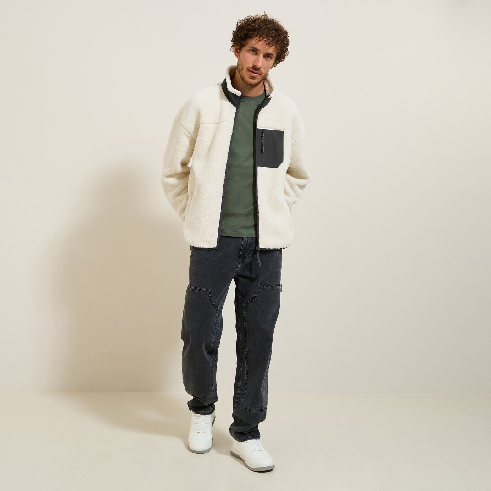 Sweat zippé en sherpa