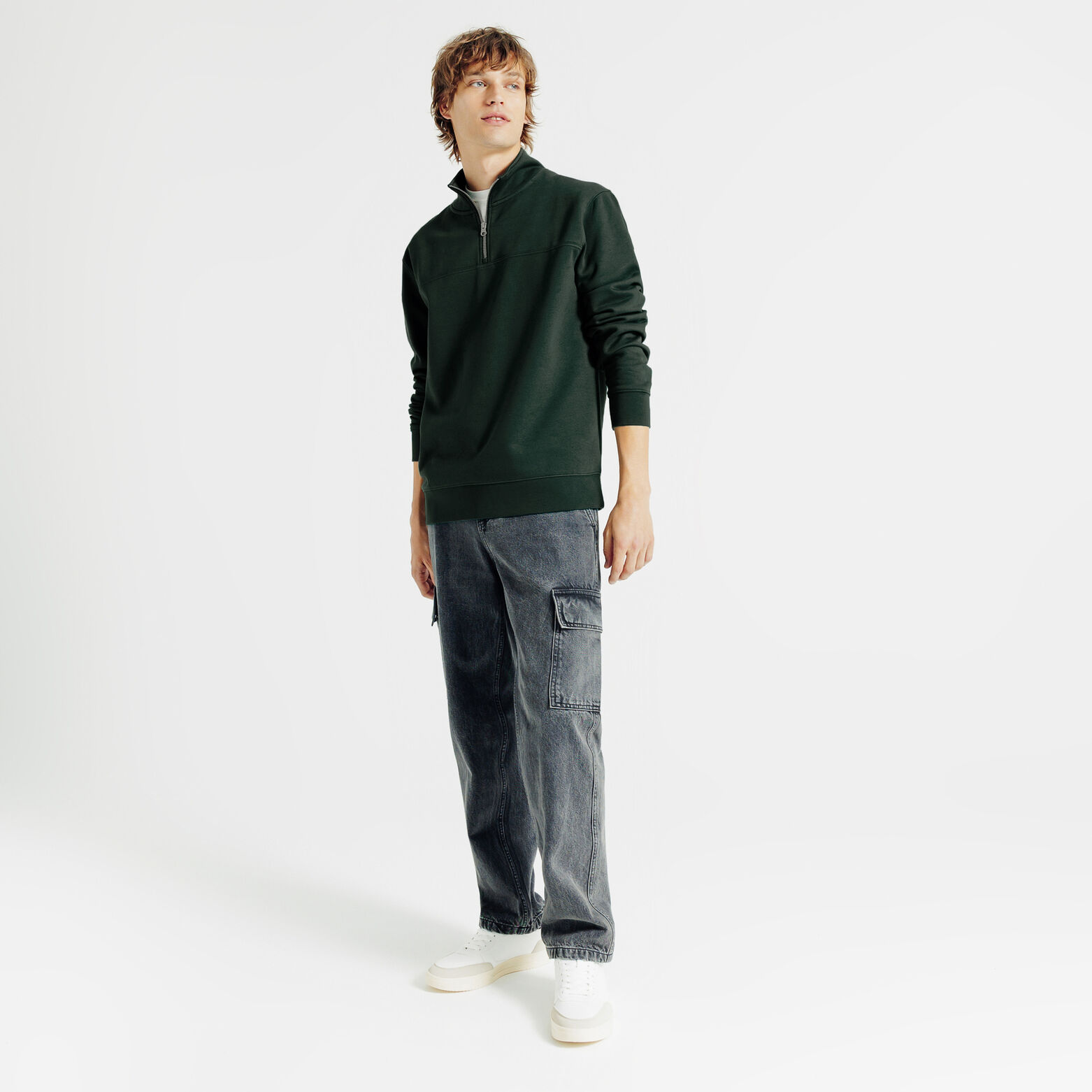 Sweat col montant zippé uni