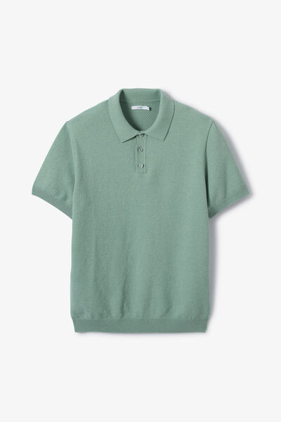 Polo en maille col boutonn&eacute; jeu de points