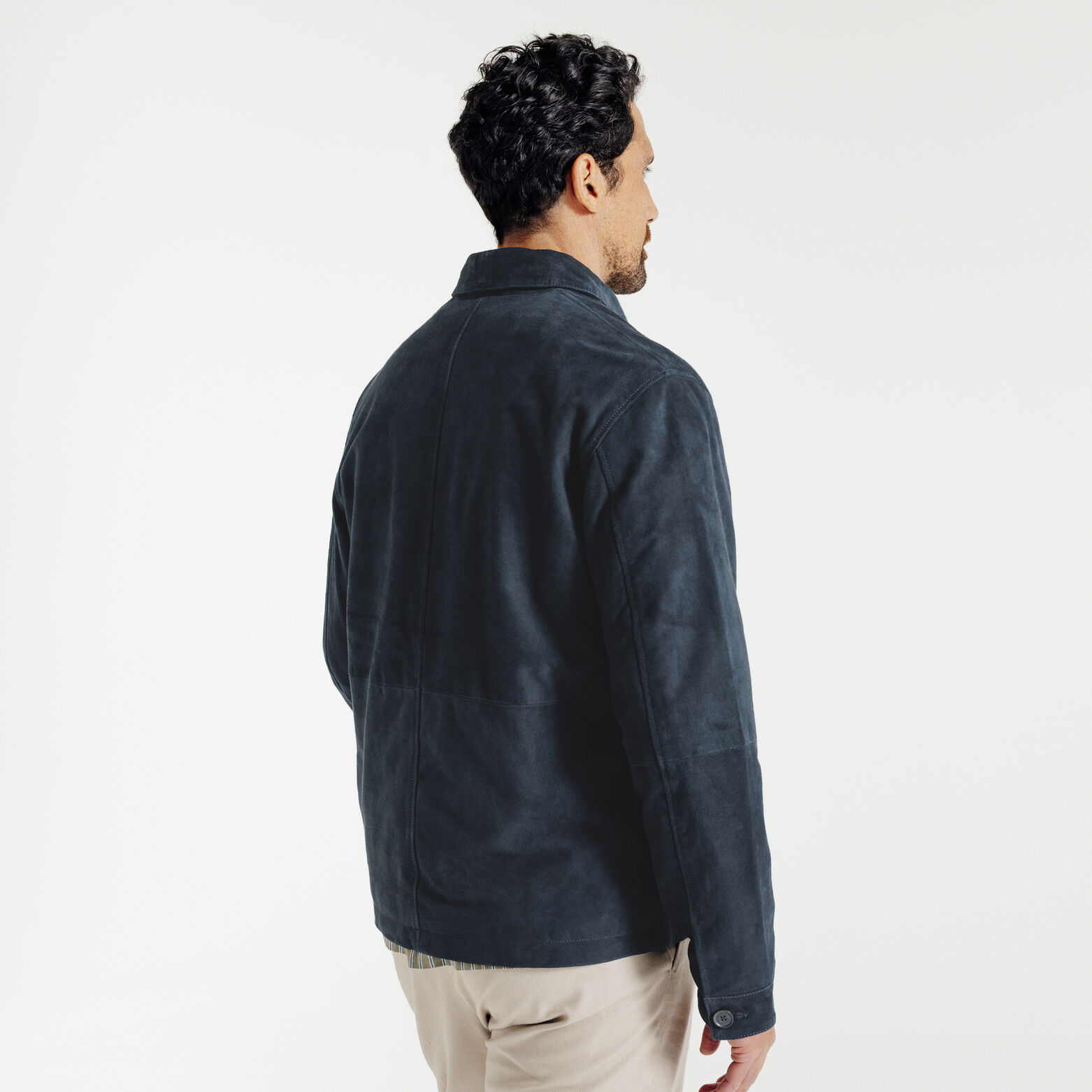 Leren jack met hemdskraag