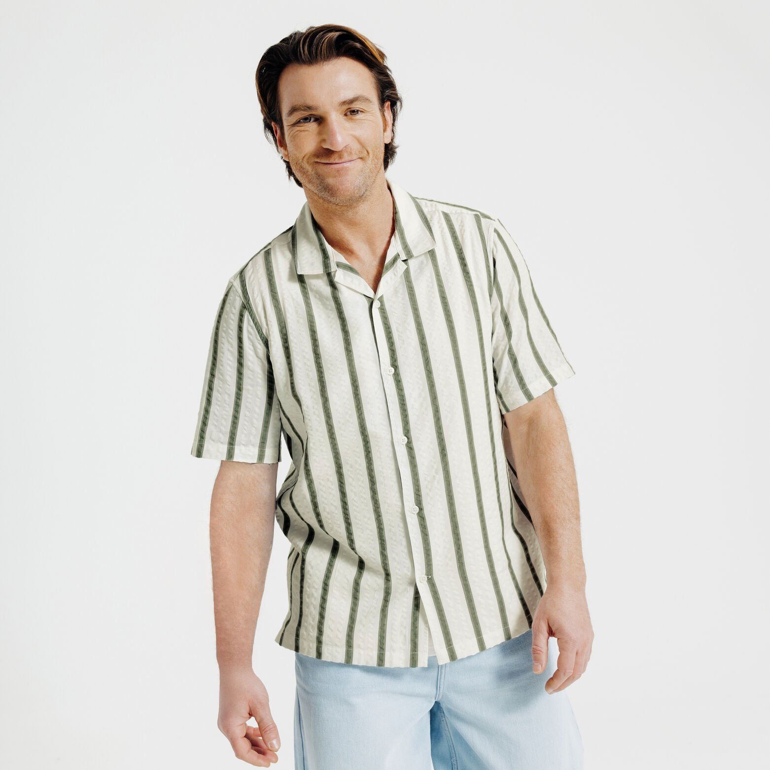 Gestreept hemdje in seersucker katoen