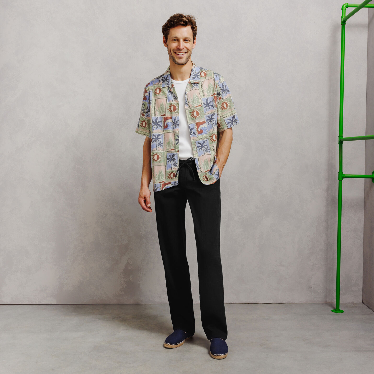 Pantalon tapered en gaze de coton