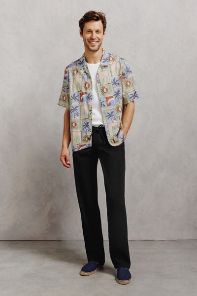 Pantalon tapered en gaze de coton