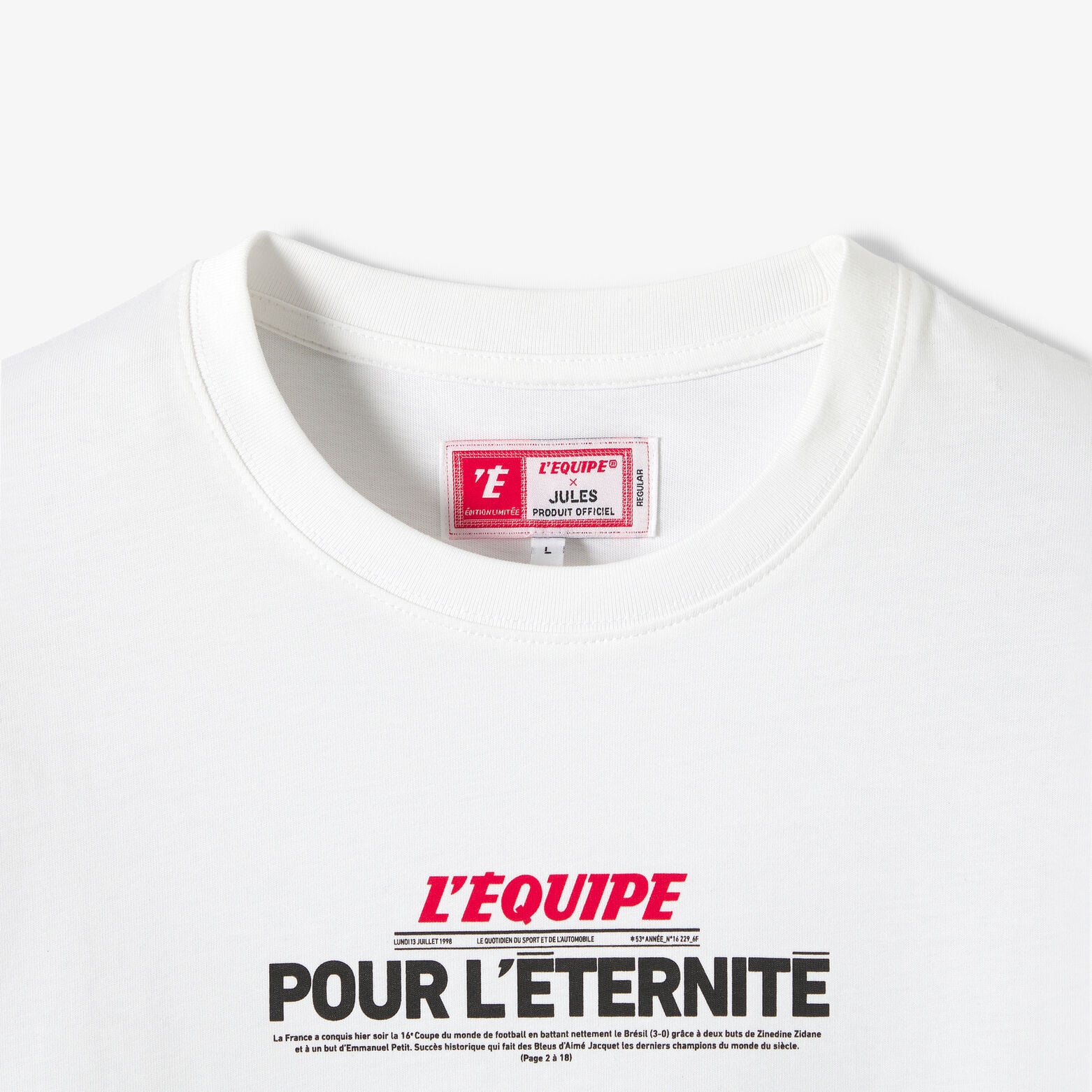 Tee shirt imprim&eacute; devant licence L'&Eacute;quipe