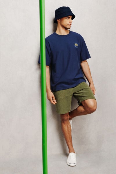 Tee shirt relax brod&eacute; devant dos textur&eacute;