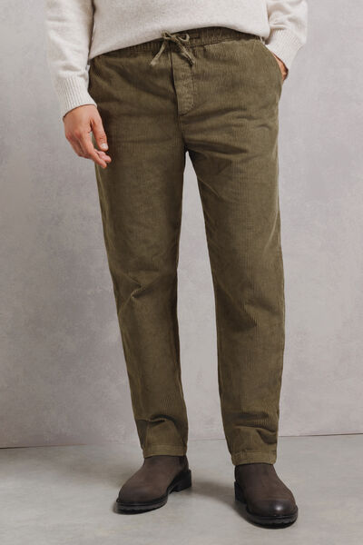 Pantalon tapered taille &eacute;lastiqu&eacute;e en velours
