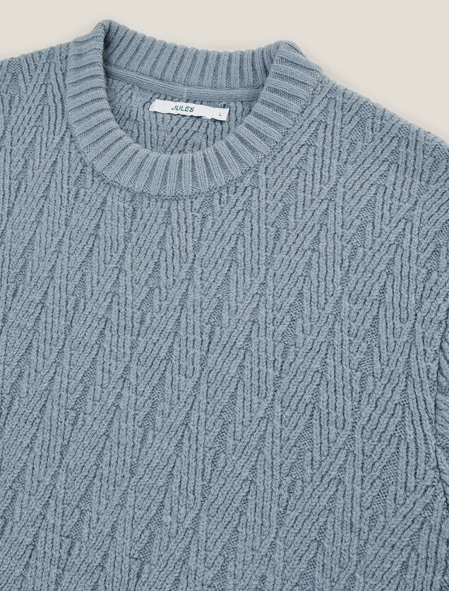 Pull col rond torsade