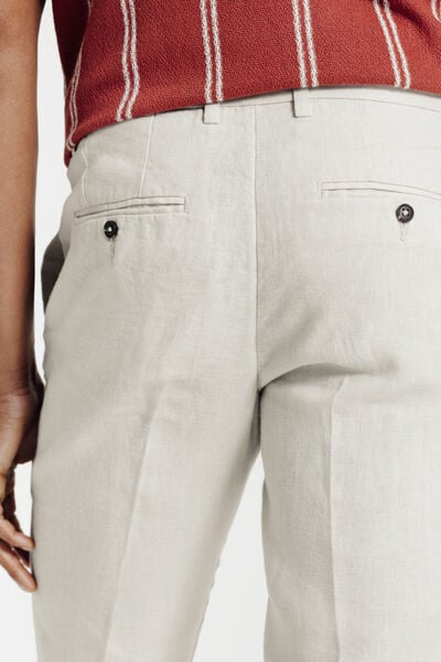 Pantalon chino straight 100% lin