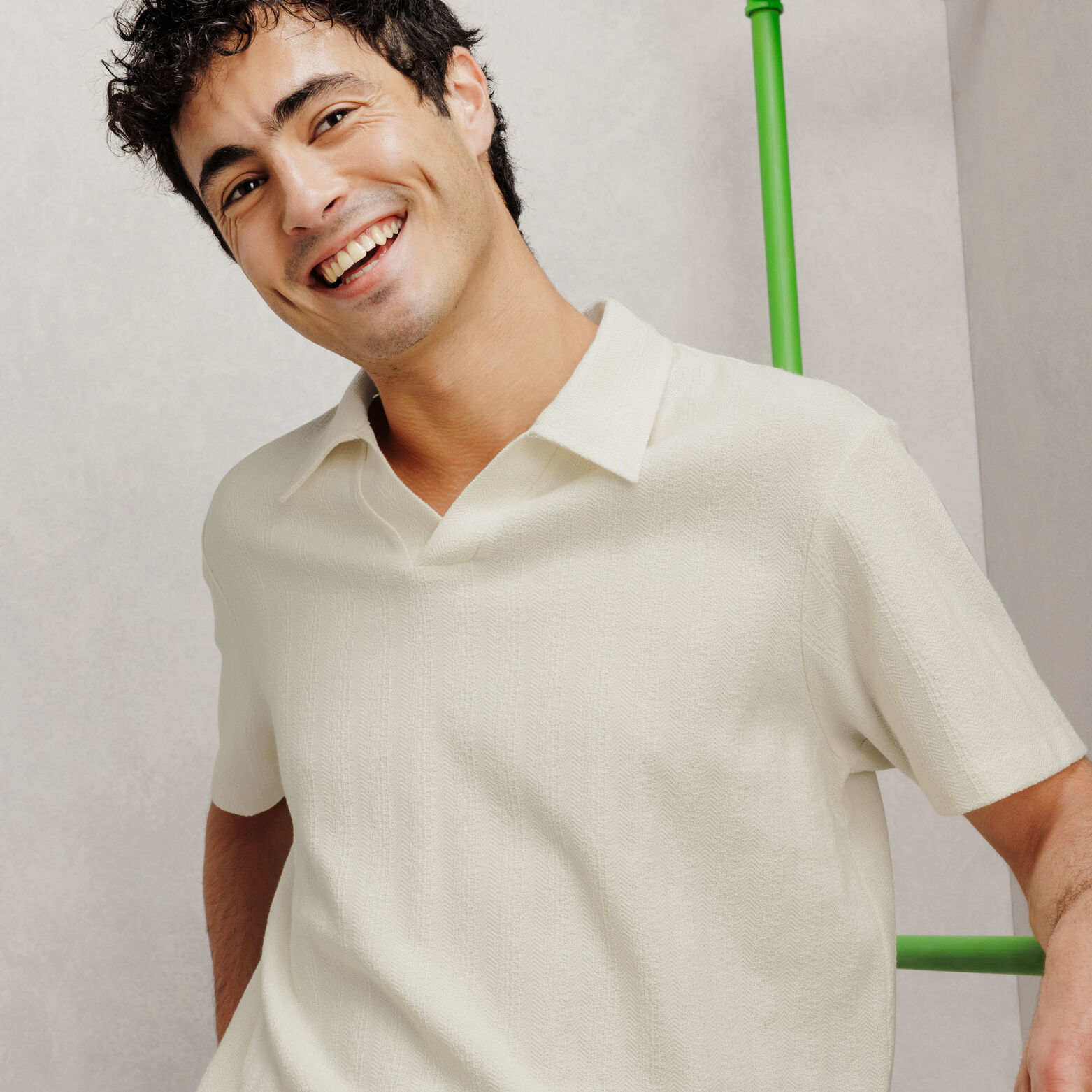 Polo manches courtes ray&eacute; textur&eacute;