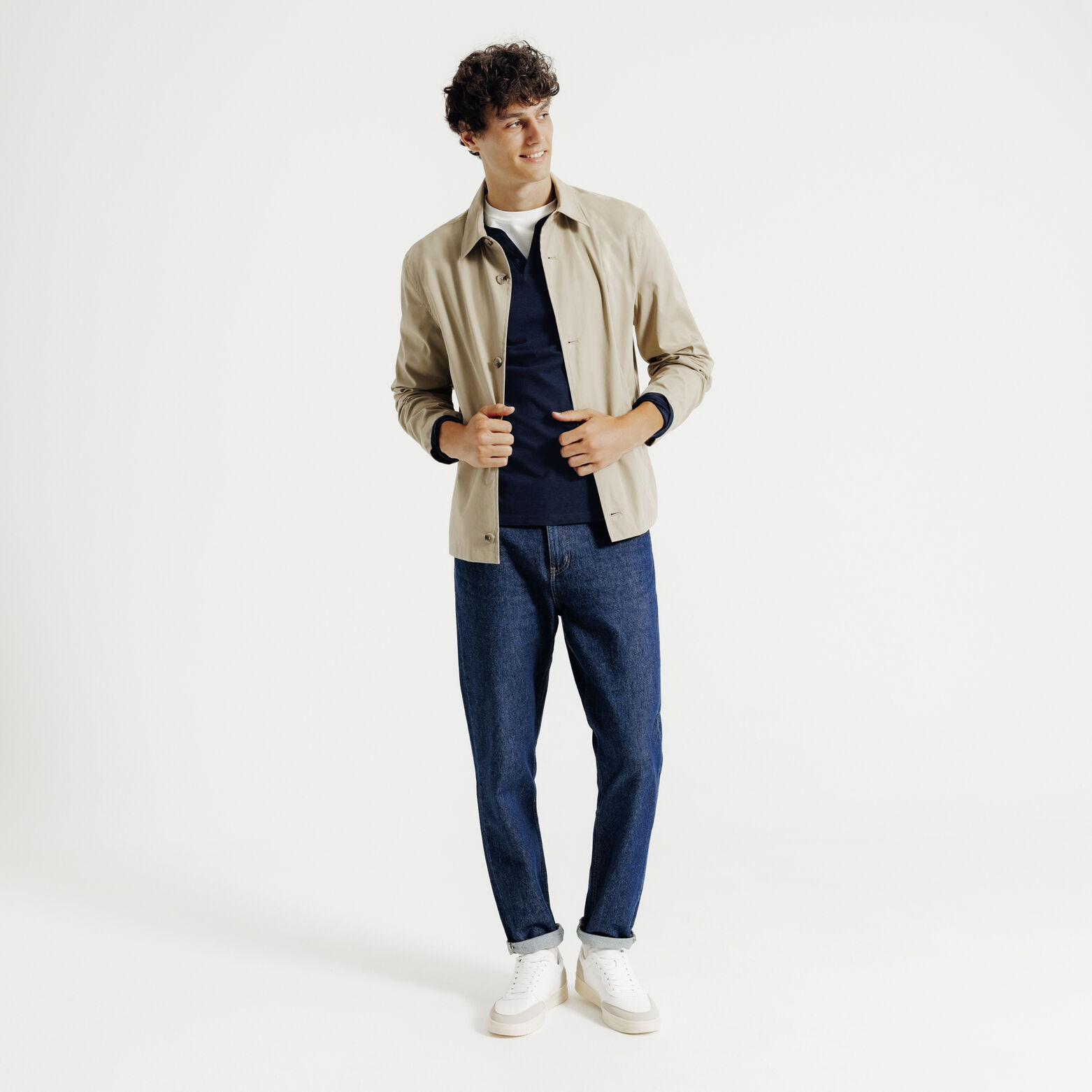 Tee shirt col tunisien manches longues