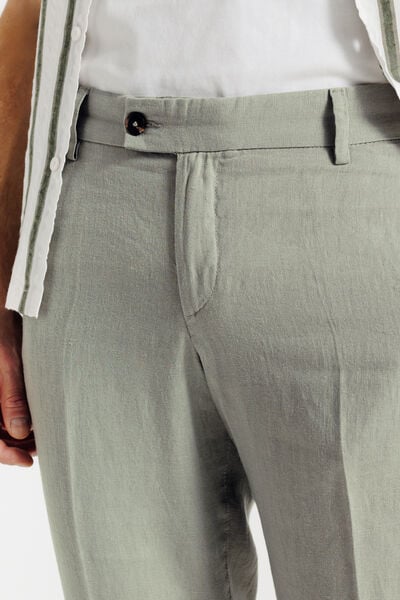 Pantalon chino straight 100% lin