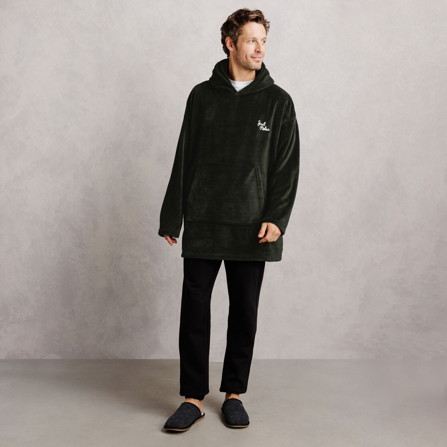Sweat plaid &agrave; capuche brod&eacute;