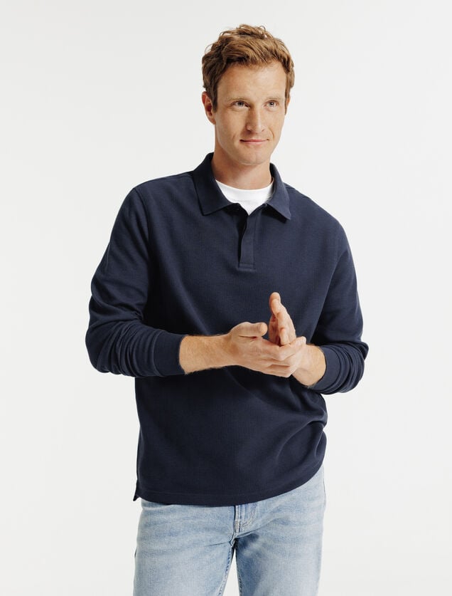 Polo lange mouwen in wafelstof