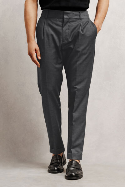 Pantalon chino tapered avec revers