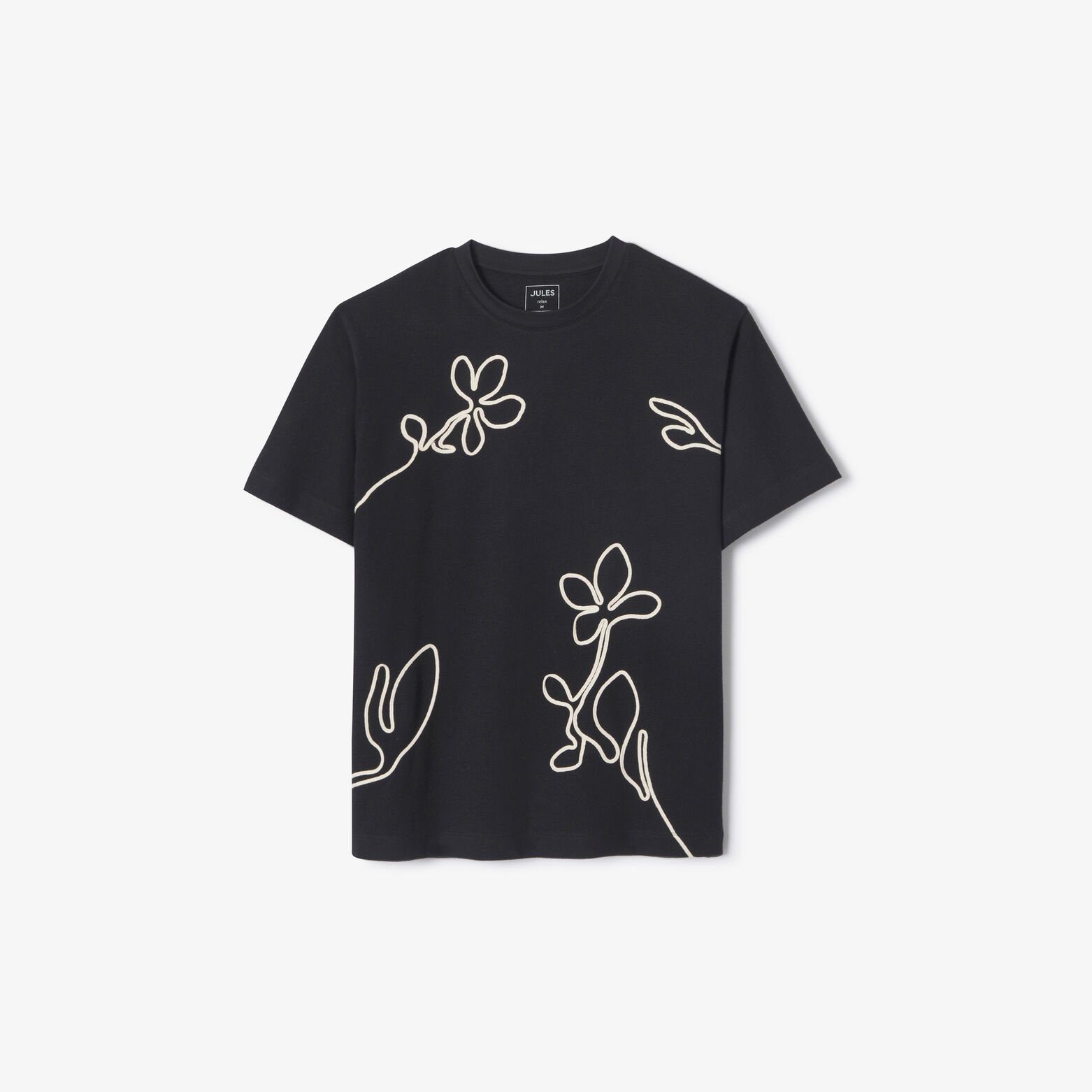 Tee shirt fleurs en cordelette mati&egrave;re fantaisie