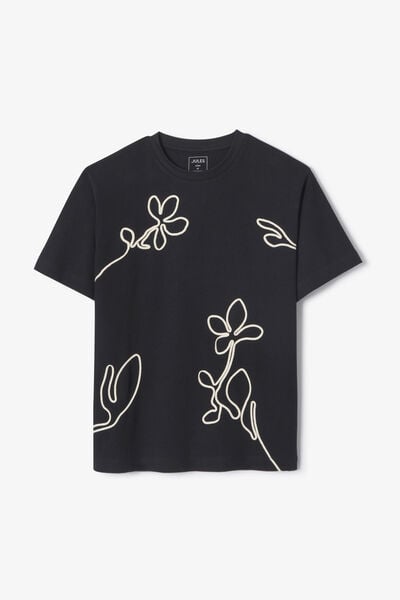 Tee shirt fleurs en cordelette mati&egrave;re fantaisie