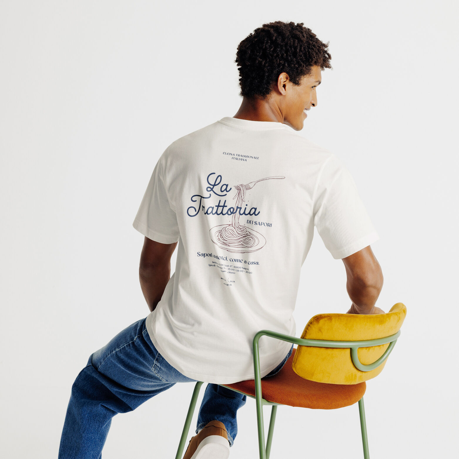 Tee shirt en coton brodé et imprimé devant