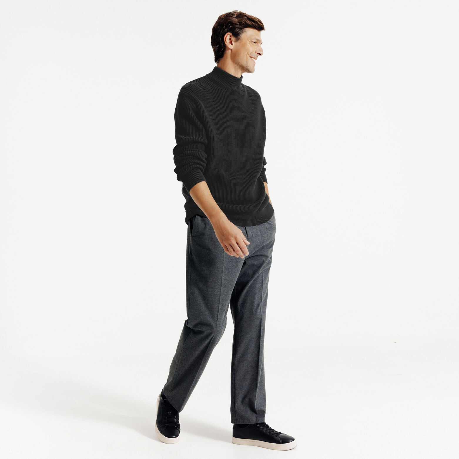 Pull col cheminée en côte