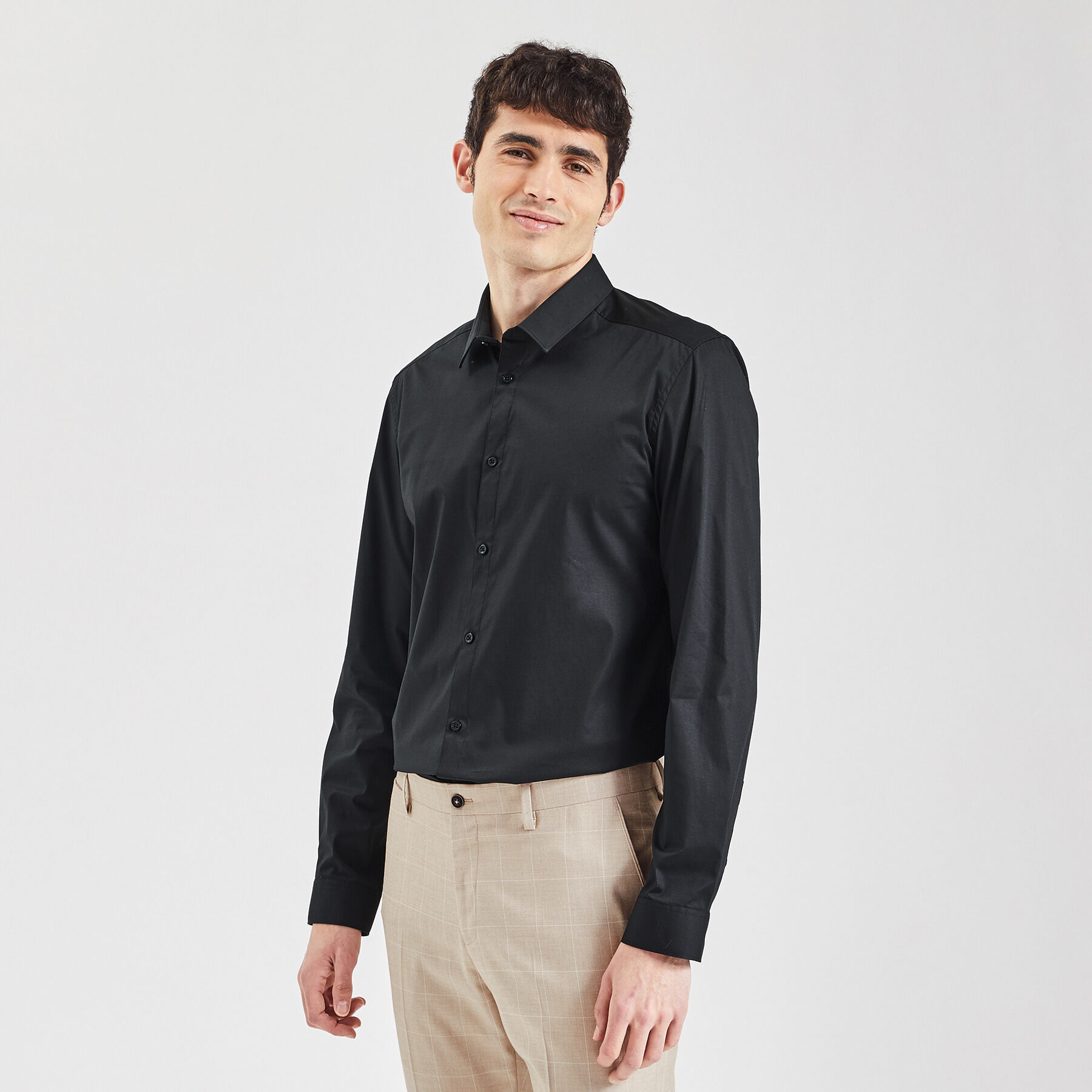 Chemise noir deals homme slim fit