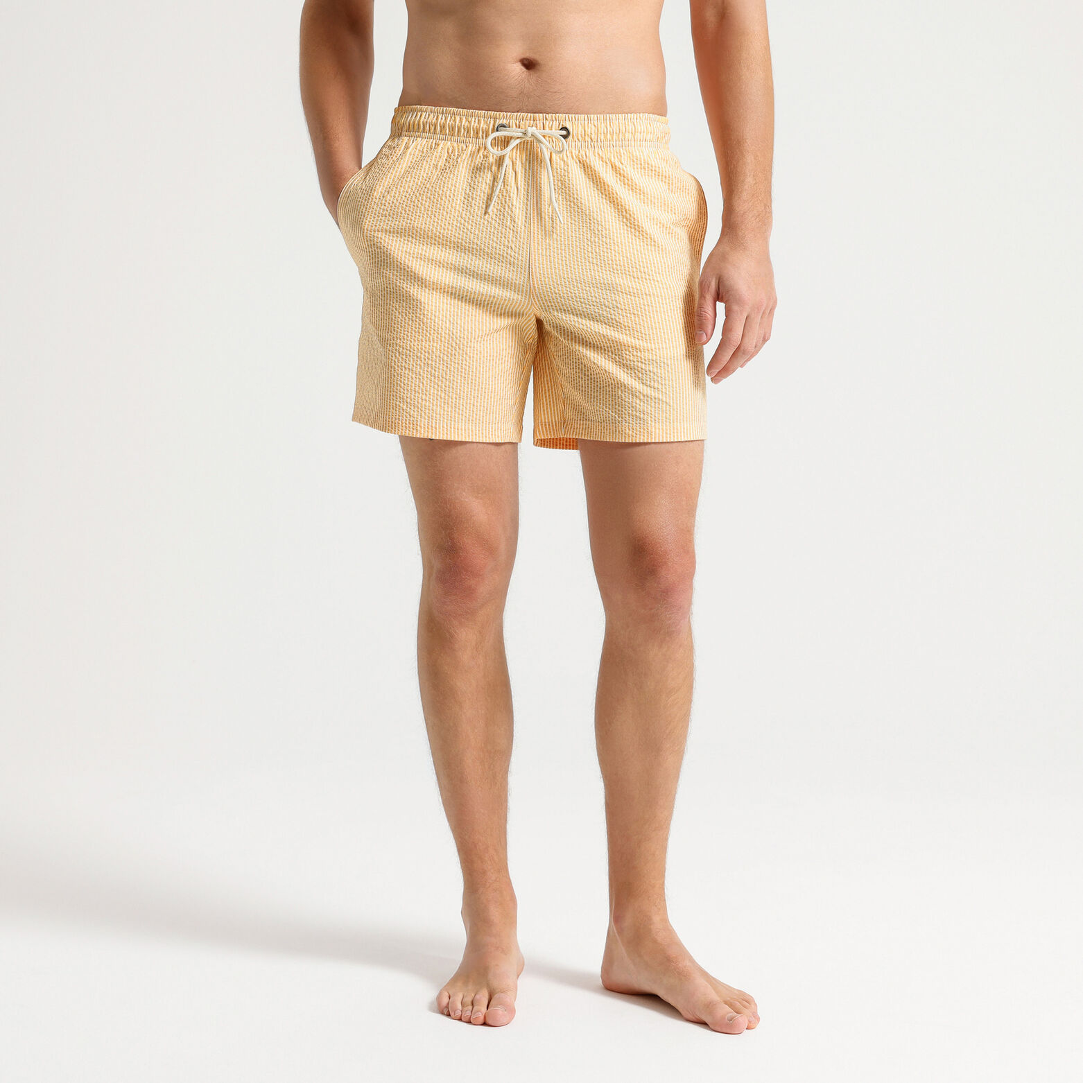 Gestreepte zwemshort in seersucker