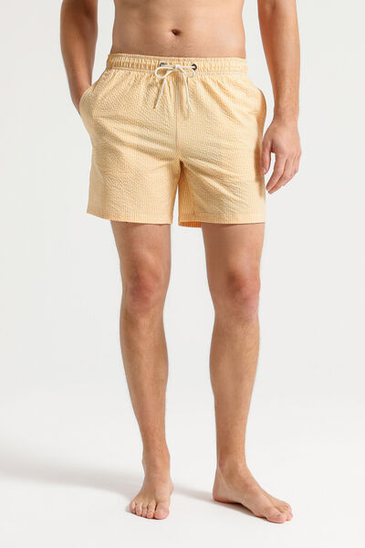 Gestreepte zwemshort in seersucker