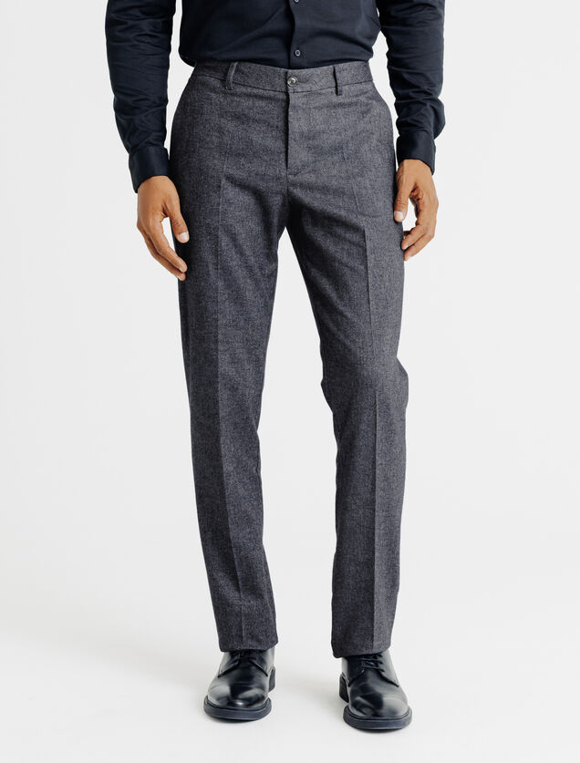 Straight fit chinobroek met flaneleffect