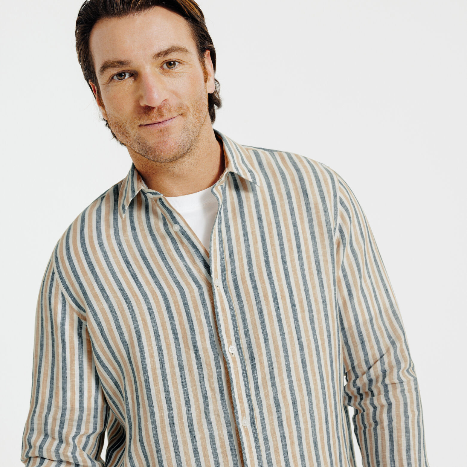 Gestreept hemd in linnen
