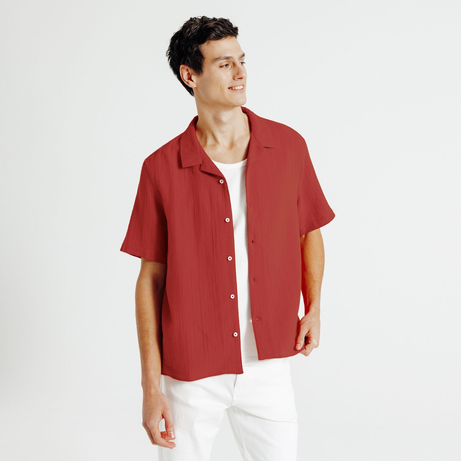 Chemisette en gaze de coton col requin