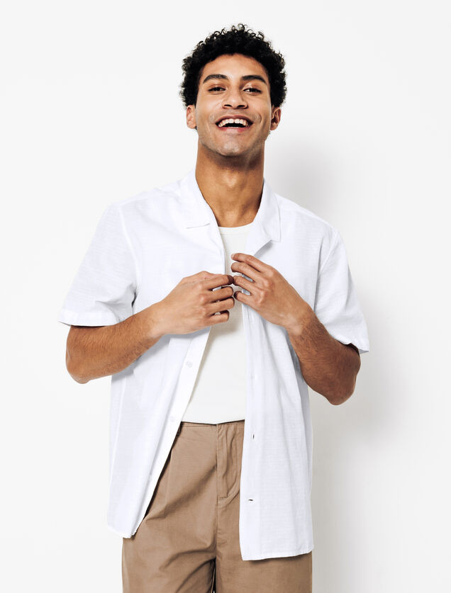 Chemisette en coton mati&egrave;re textur&eacute;e