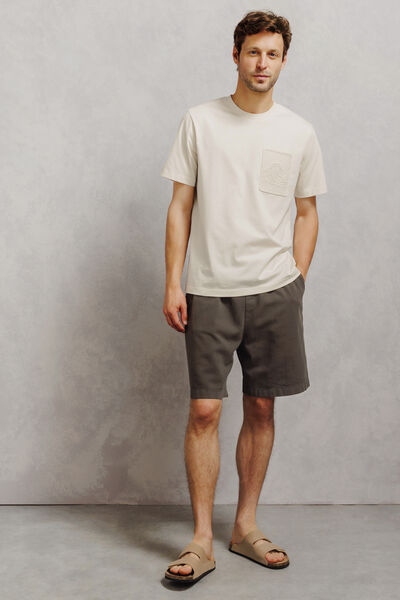 Tee shirt poche esprit plage macram&eacute;