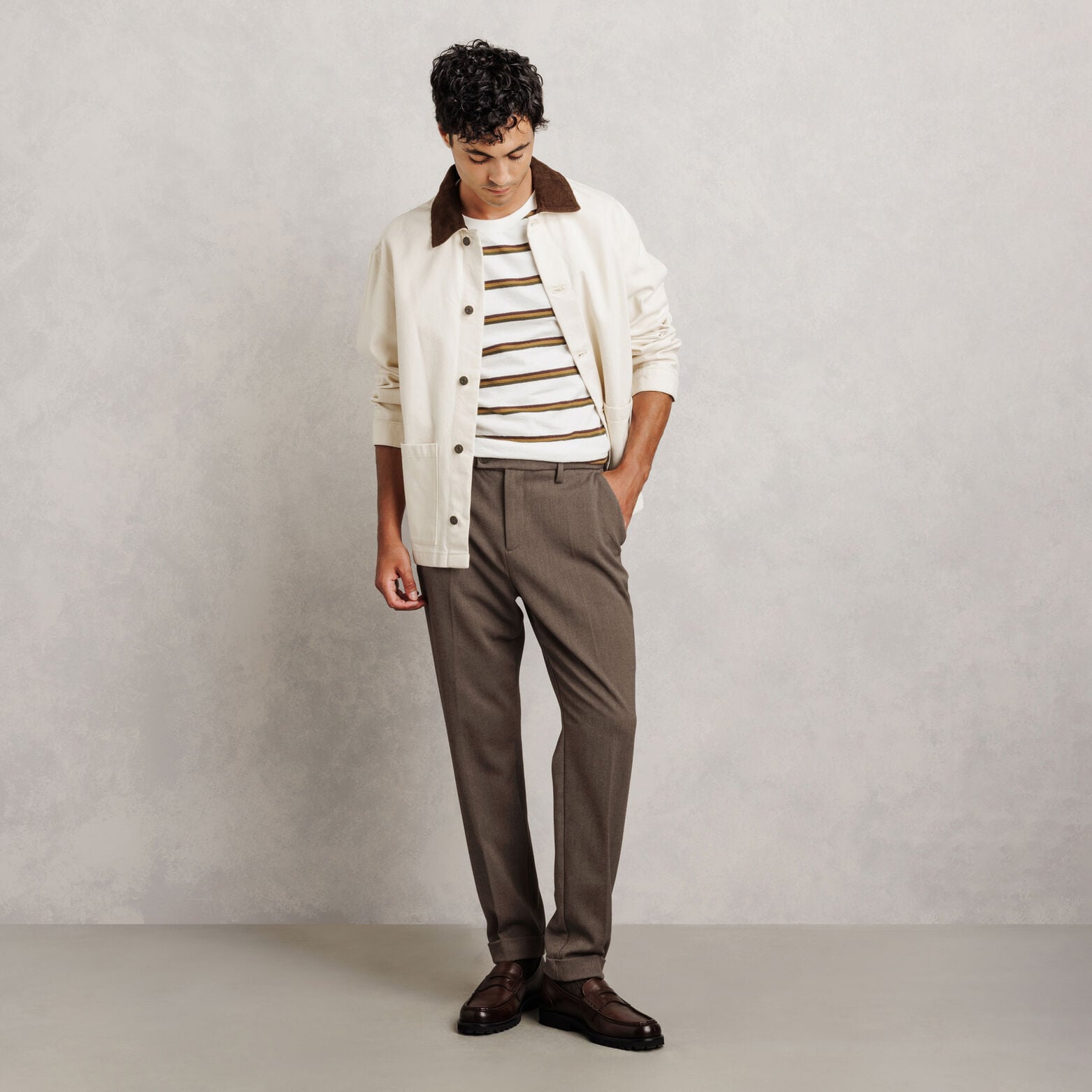 Pantalon chino tapered flanelle fantaisie