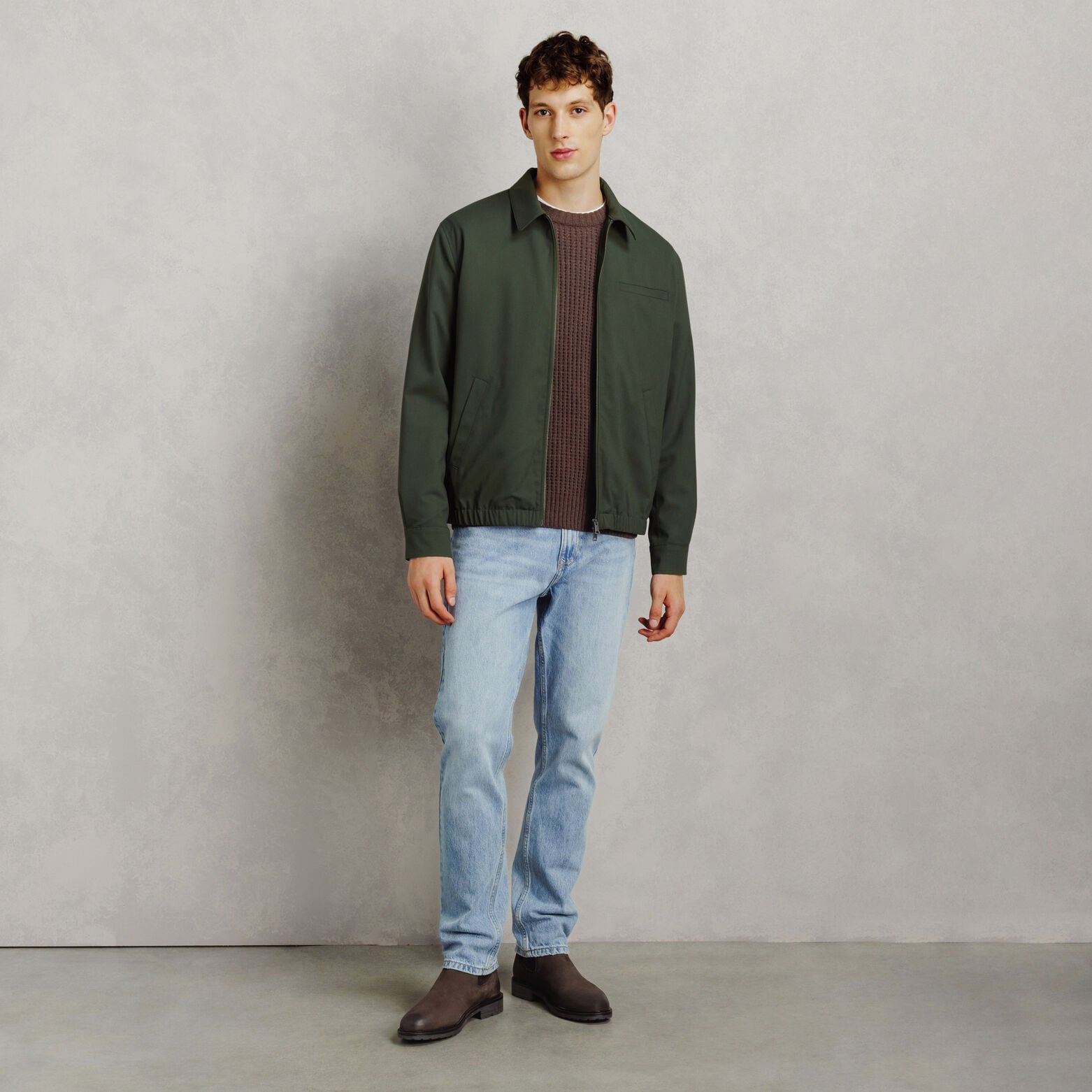 Veste zipp&eacute;e col chemise