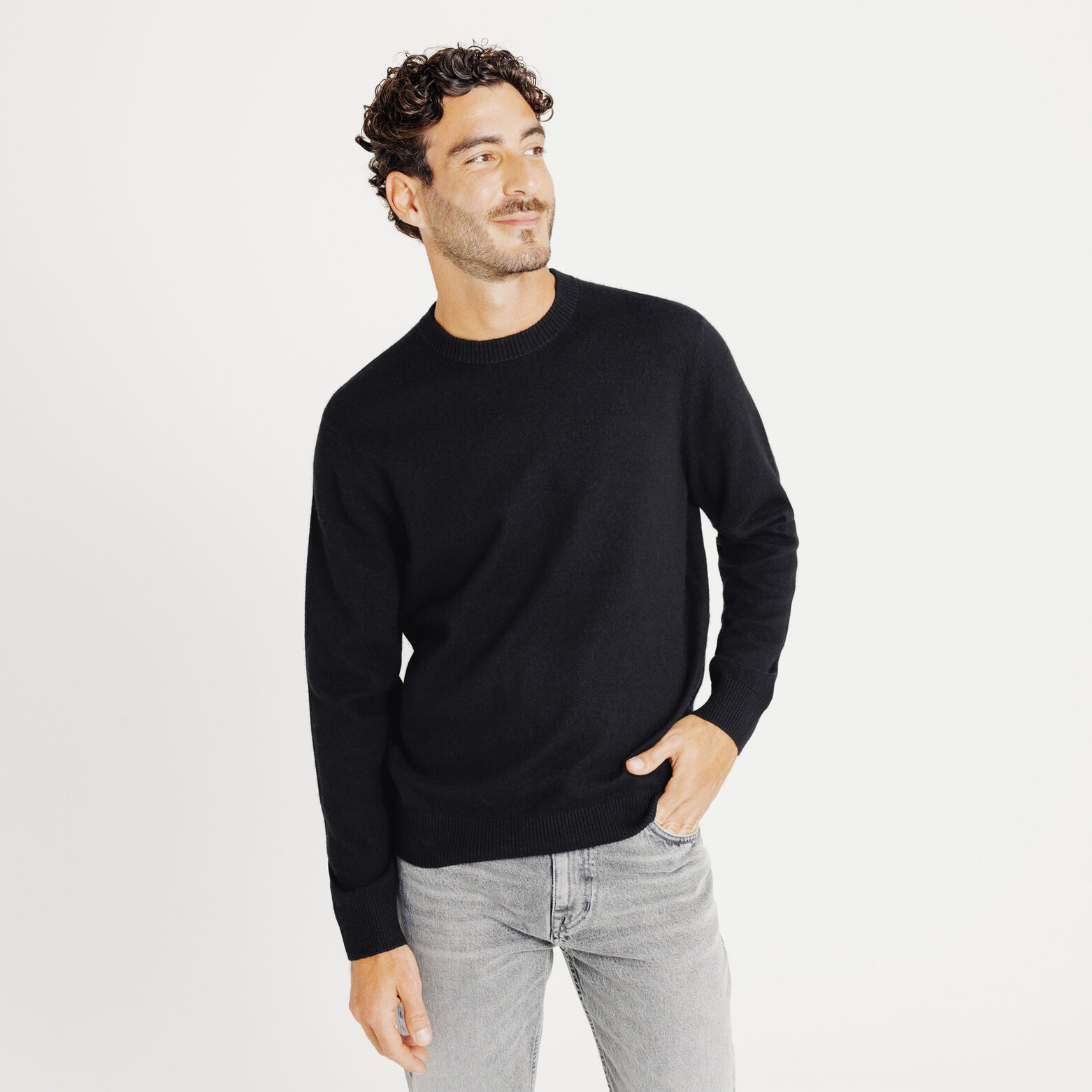 Pull col rond mérinos cachemire