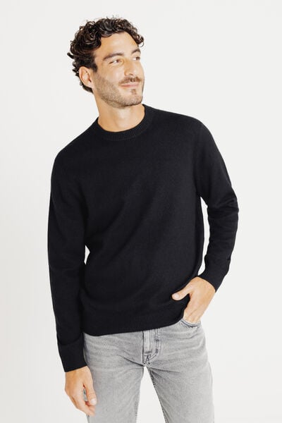 Trui ronde hals in merinos kasjmier