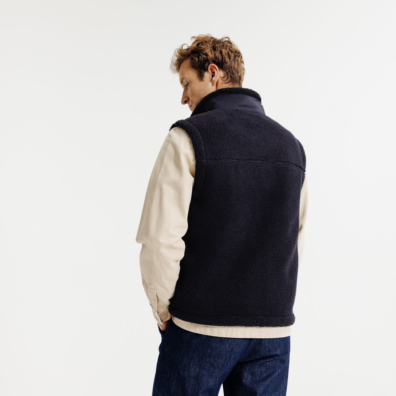 Veste sans manche en sherpa contrastée