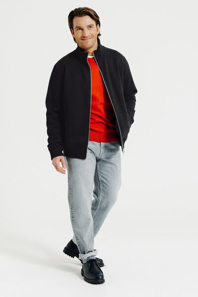 Sweat veste zipp&eacute;e col montant uni heavy weight