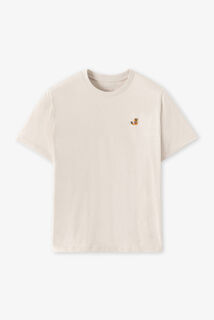T-shirt in gevlamde stof met borduursel op de bors