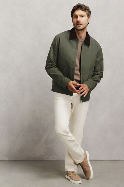 Veste zipp&eacute;e col chemise en velours