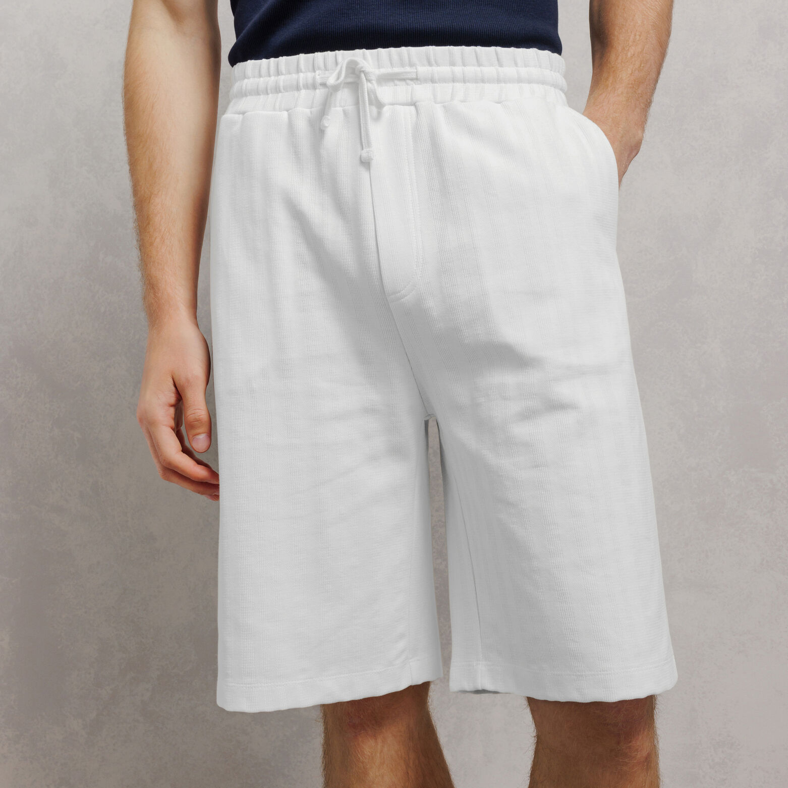 Bermuda long en maille taille &eacute;lastiqu&eacute;e