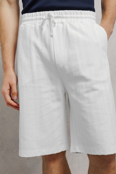Bermuda long en maille taille &eacute;lastiqu&eacute;e