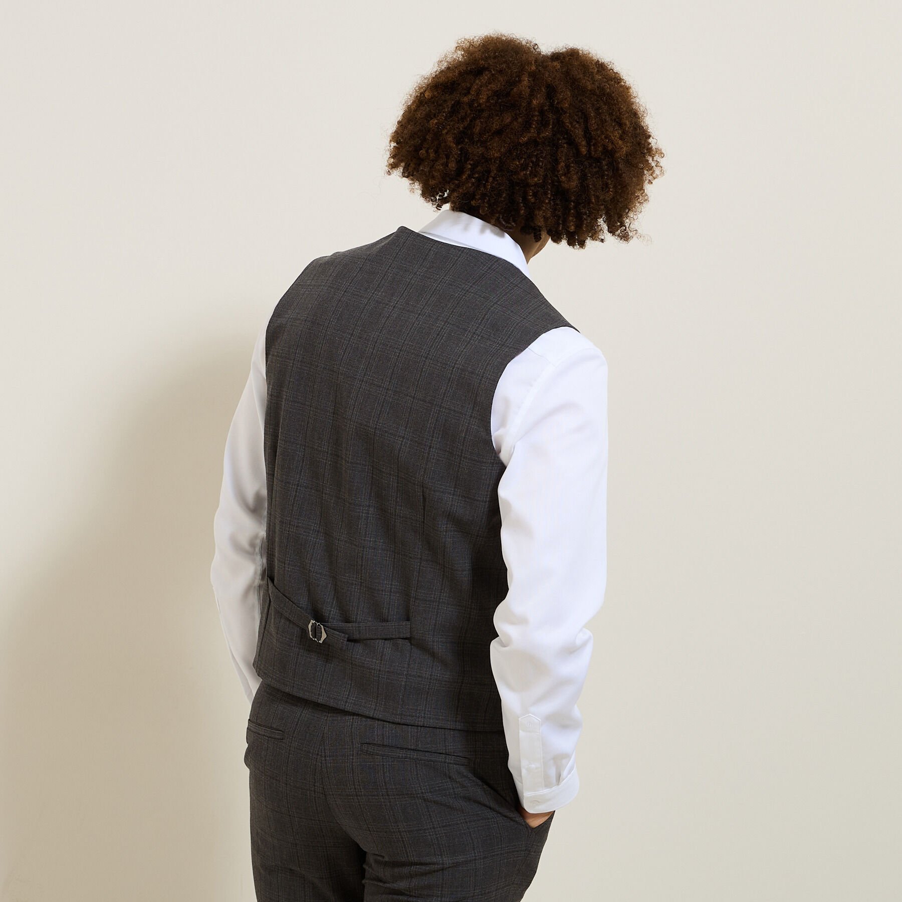 Gilet de costume a carreaux Gris moyen Jules