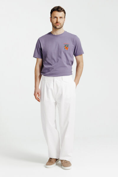 Pantalon skateur &agrave; plis coton lin